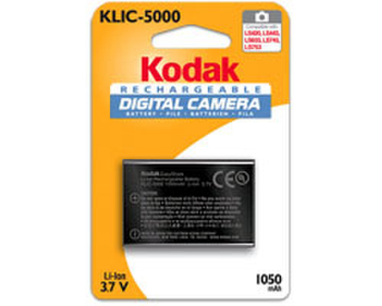 Kodak Li-Ion Rechargeable Digital Camera Battery KLIC-5001 Lithium-Ion (Li-Ion) 1700mAh 3, 3.7V rechargeable battery