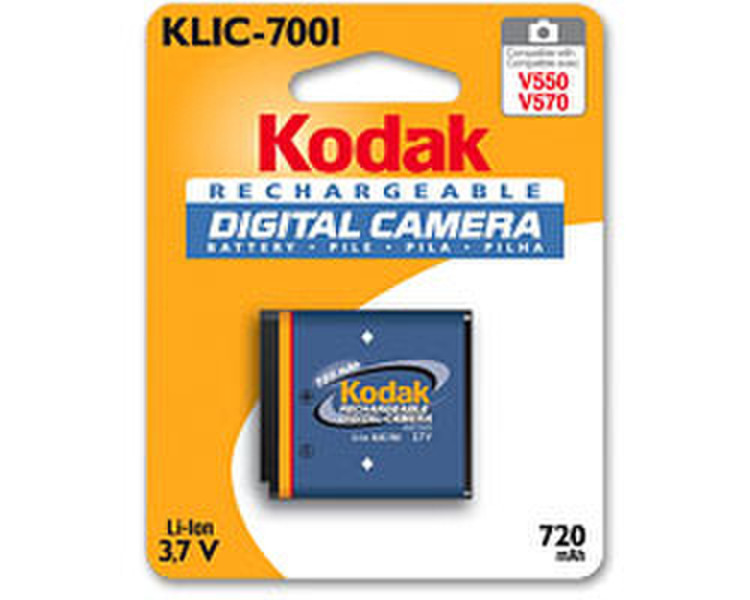 Kodak Li-Ion Rechargeable Digital Camera Battery KLIC-7001 Lithium-Ion (Li-Ion) 720mAh 3V rechargeable battery