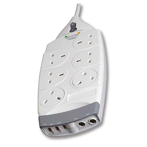 Belkin 6-Socket SurgeMaster Superior Series, with Telephone & AV Protection 6AC outlet(s) 230V 2m Weiß Spannungsschutz