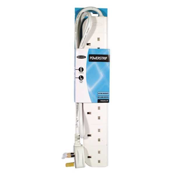 Belkin E-Series 6 Sockets, 1-Metre Cable PowerStrip 6AC outlet(s) 1m White surge protector