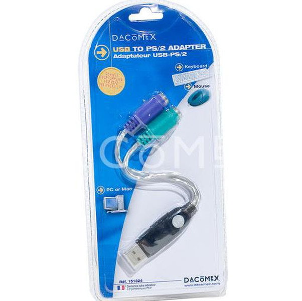 Dacomex 151324 USB type A PS/2 cable interface/gender adapter