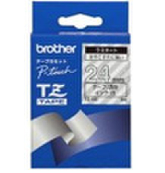 Brother Gloss Laminated Labelling Tape - 24mm, White/Clear TZ label-making tape