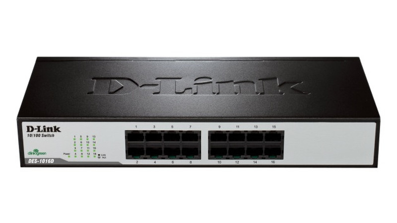 D-Link DES-1016D Неуправляемый Fast Ethernet (10/100) Черный
