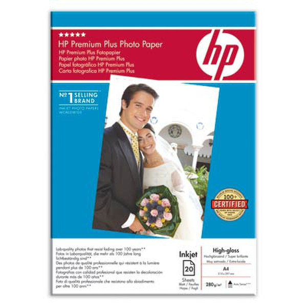 HP Premium Plus High-gloss Photo Paper-20 sht/A4/210 x 297 mm фотобумага