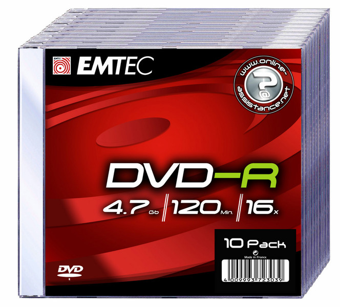 Emtec EKOVRG471016SL 4.7ГБ DVD-R 10шт чистый DVD