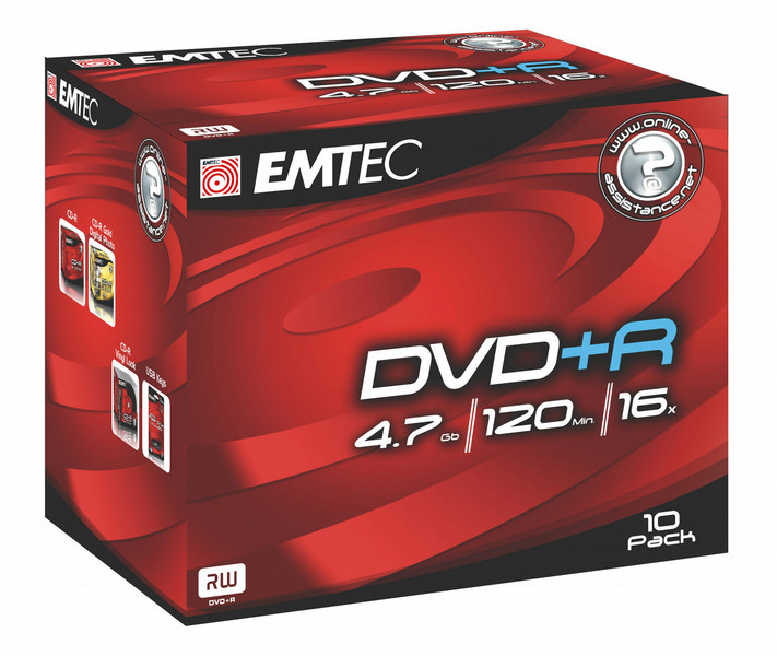 Emtec EKOVPR471016JC 4.7ГБ DVD+R 10шт чистый DVD