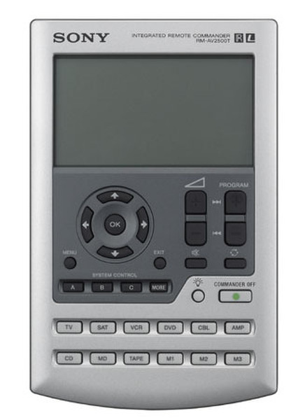 Sony RM-AV2500T Беспроводной RF Сенсорный экран / Нажимные кнопки Серый, Cеребряный пульт дистанционного управления