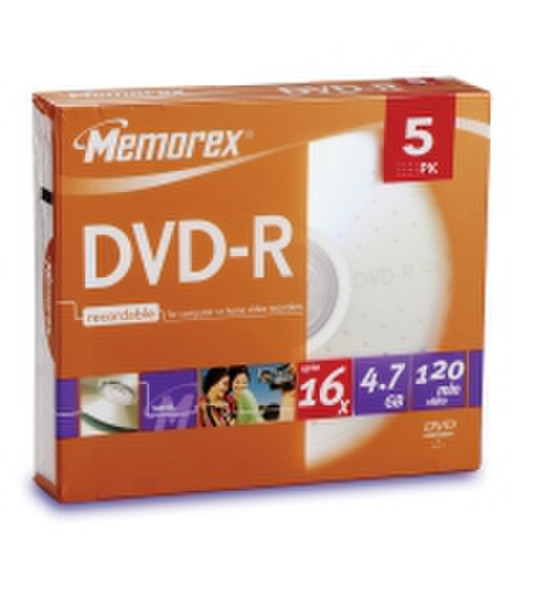 Memorex 16x DVD-R 4.7GB 5 Pack Slim JC 4.7GB 5Stück(e)