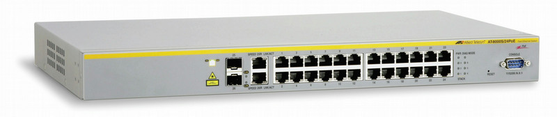 Allied Telesis AT-8000S/24PoE Управляемый L2 Power over Ethernet (PoE) 1U Cеребряный