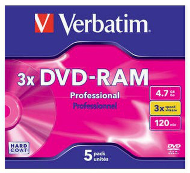 Verbatim DVD-RAM 3x 4.7ГБ DVD-RAM 5шт