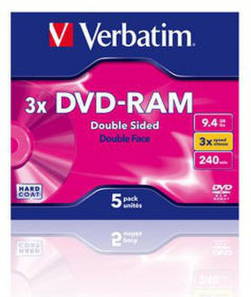 Verbatim DVD-RAM 3x Double Sided 9.4ГБ DVD-RAM 5шт