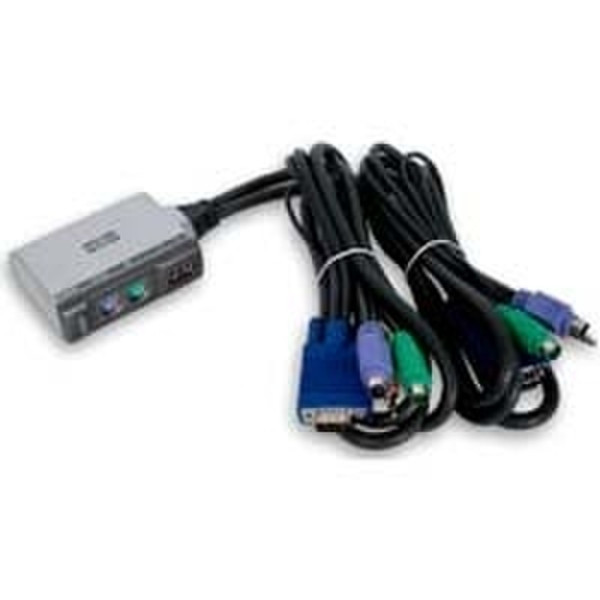 StarTech.com 2 Port Mini PC Switcher with Audio - Built-on-cable KVM Switch 1.37м Черный кабель клавиатуры / видео / мыши