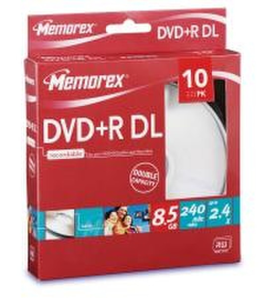 Memorex 2.4X DVD+R Double Layer, 10 Pack Cakebox 8.5GB 10pc(s)