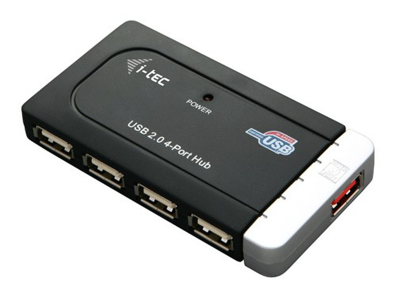 i-tec USBHUB2 480Mbit/s Black,Stainless steel interface hub