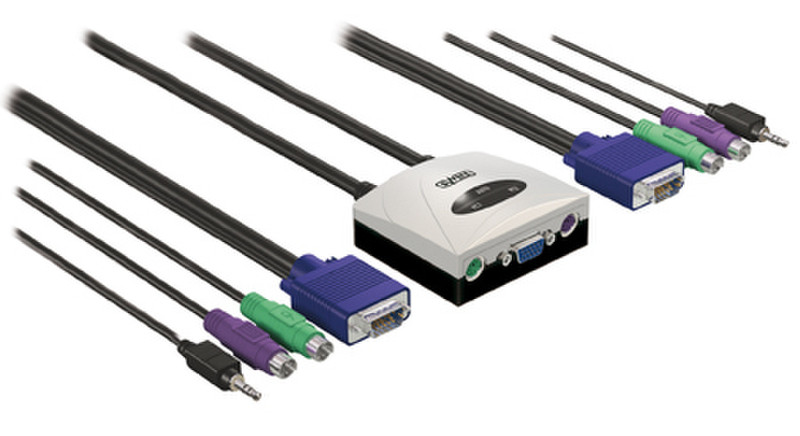 Sweex 2-Port KVM Switch PS/2 & Audio Weiß Tastatur/Video/Maus (KVM)-Switch