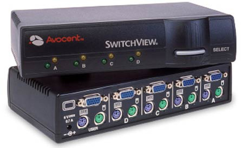 Vertiv 4 port Schwarz Tastatur/Video/Maus (KVM)-Switch