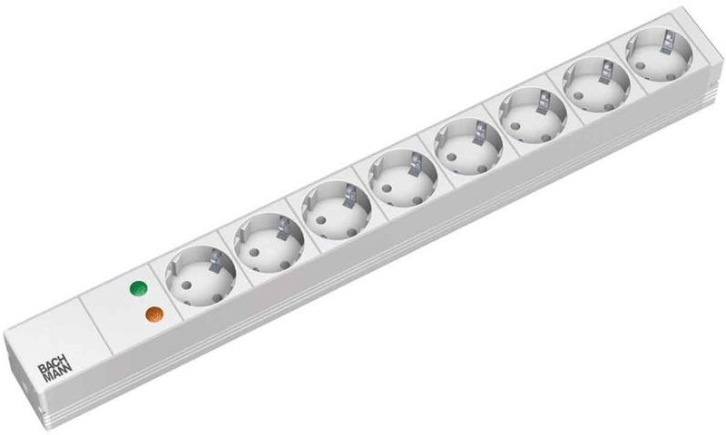 Bachmann 19'' 2m 8x Schuko H05VV-F 3G 1.50mm² 8AC outlet(s) 2m Grey,Silver power extension