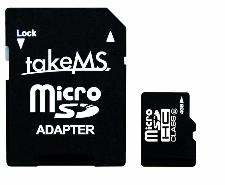 takeMS 4GB MicroSDHC + Adapter 4ГБ MicroSDHC карта памяти