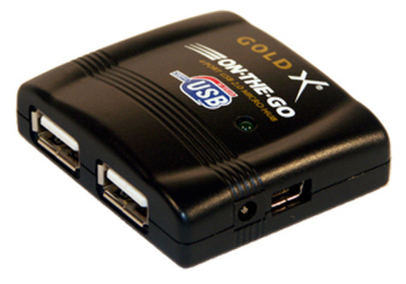 GoldX 4x USB 2.0 480Мбит/с Черный хаб-разветвитель