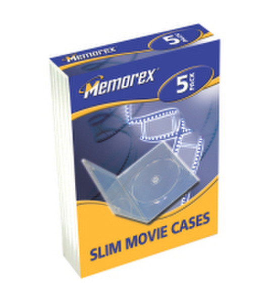 Memorex Slim DVD Movie Cases Clear, 5 Pack 1Disks Transparent
