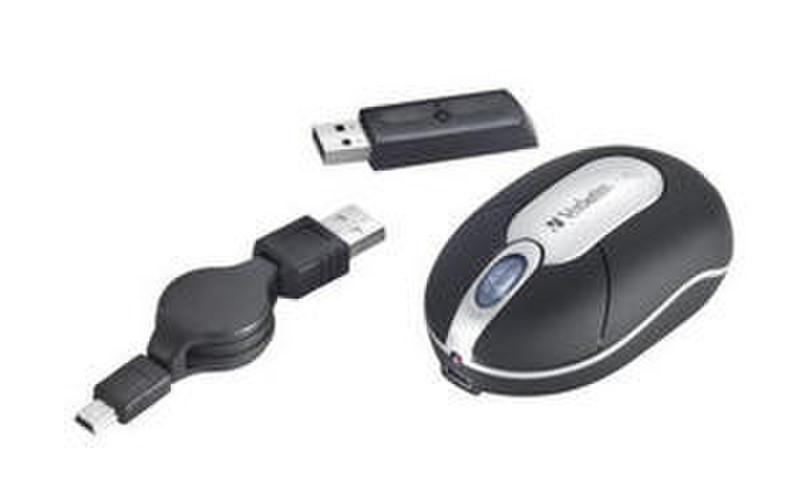 Verbatim Wireless Optical Travel Mouse + Store Away Receiver Беспроводной RF Оптический 800dpi компьютерная мышь