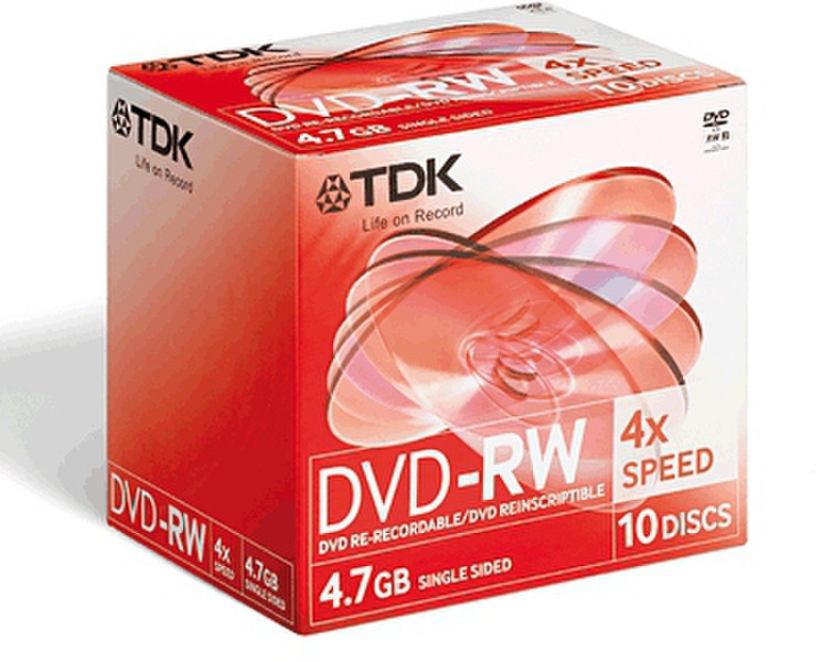 TDK DVD+RW 4x 4.7GB x10 Jewel 4.7GB DVD+R 10Stück(e)