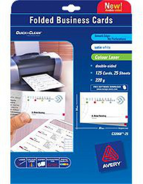 Avery Folded Business Cards Colour Satin White inkjet paper