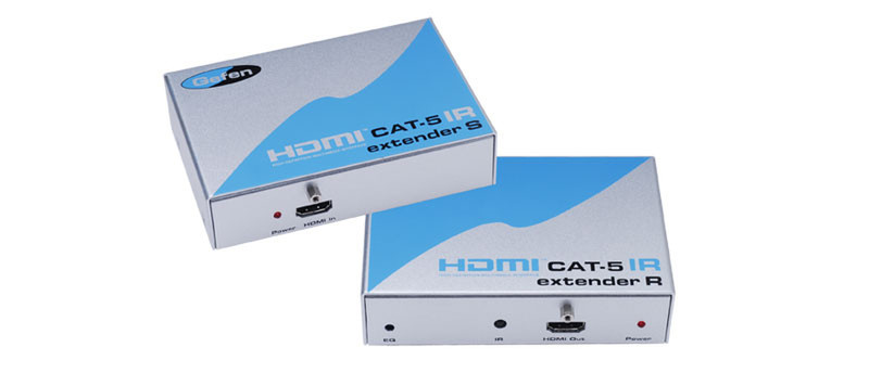 Gefen EXT-HDMIIR-CAT5 HDMI RJ-45 Blau, Silber Kabelschnittstellen-/adapter