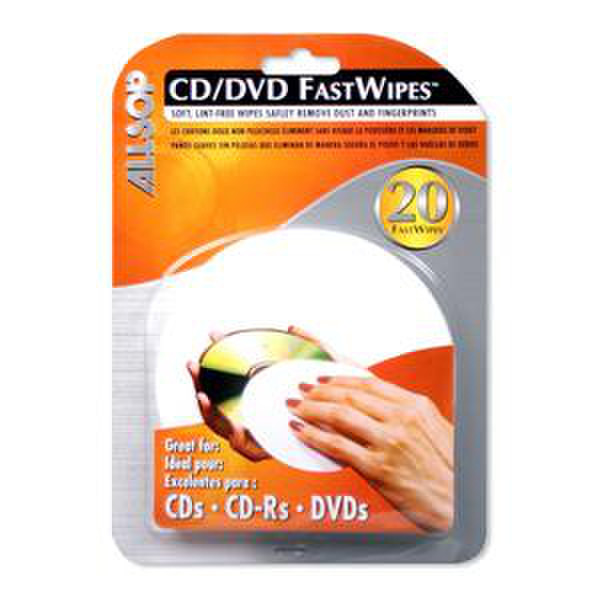 Allsop CD/DVD Fast Wipes CD's/DVD's Equipment cleansing wet cloths