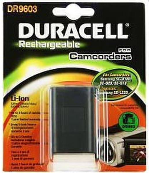 Duracell Camcorder Battery 7.4v 2800mAh Lithium-Ion (Li-Ion) 2800mAh 7.4V rechargeable battery