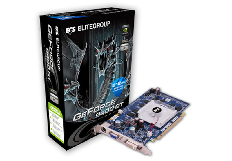 ECS Elitegroup N9400GT-512DZ-F GeForce 9400 GT GDDR2 graphics card
