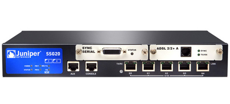 Juniper SSG-20-SH-ADSL2-B 90Мбит/с аппаратный брандмауэр