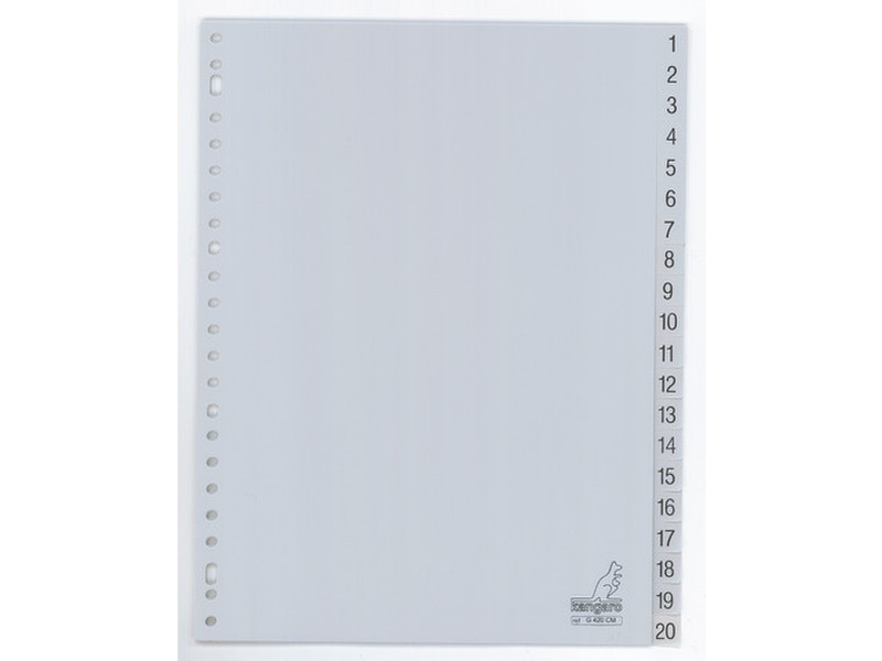 Kangaro G420CM Numeric tab index Polypropylene (PP) Grey tab index