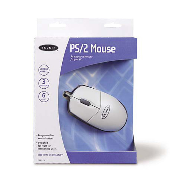 Belkin PS/2 Mouse with Scroll Wheel - White PS/2 Механический Белый компьютерная мышь