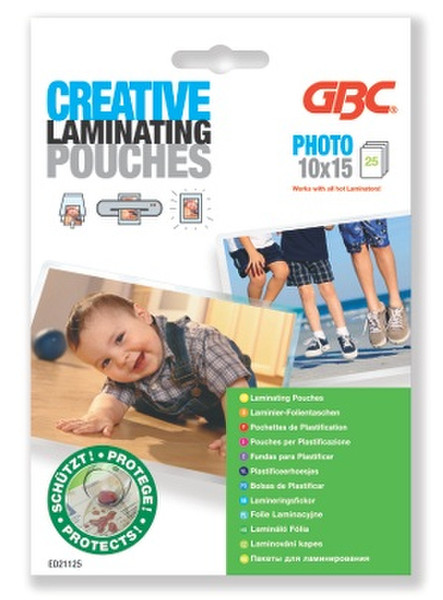 GBC Card Laminating Pouches 108x156mm 2x125 Micron Gloss (25) laminator pouch