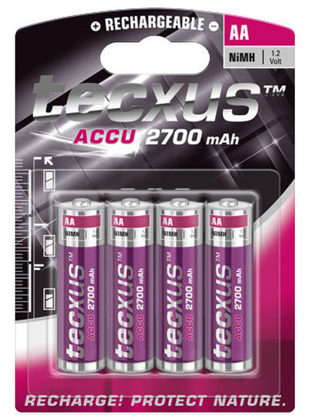 Tecxus AA NiMH 2700mAh - 4Pk Nickel-Metallhydrid (NiMH) 2700mAh 1.2V Wiederaufladbare Batterie