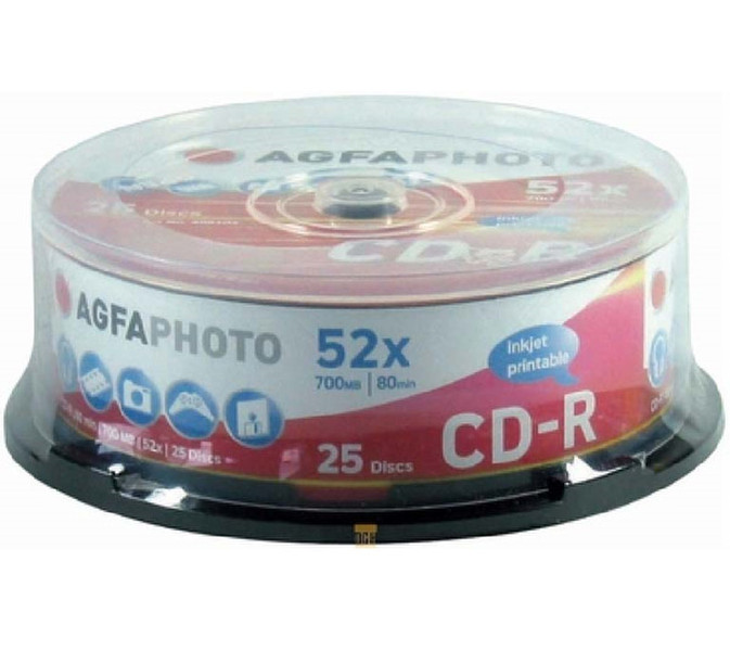 AgfaPhoto 450104 CD-R 700МБ 25шт чистые CD