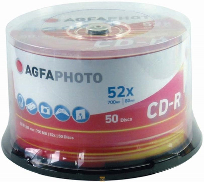 AgfaPhoto 450002 CD-R 700МБ 50шт чистые CD