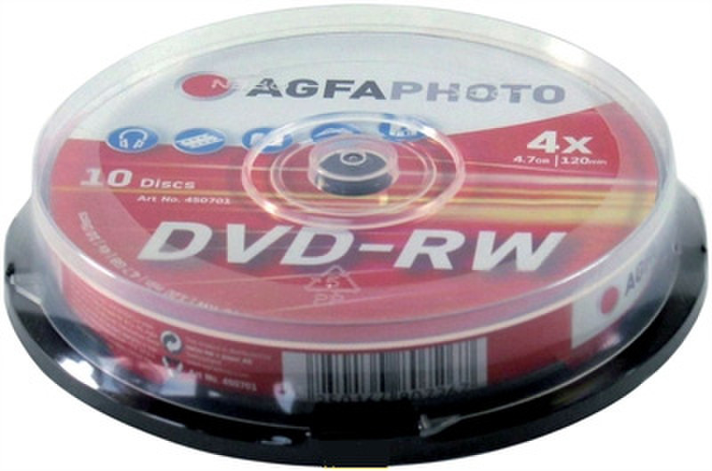 AgfaPhoto 450701 4.7ГБ DVD-RW 10шт чистый DVD