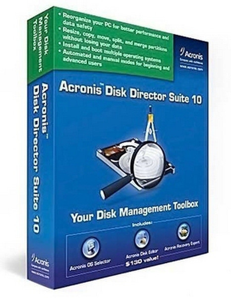 Acronis Disk Director Suitr 10.0, w/AAP, 500-1249u, Win, DE