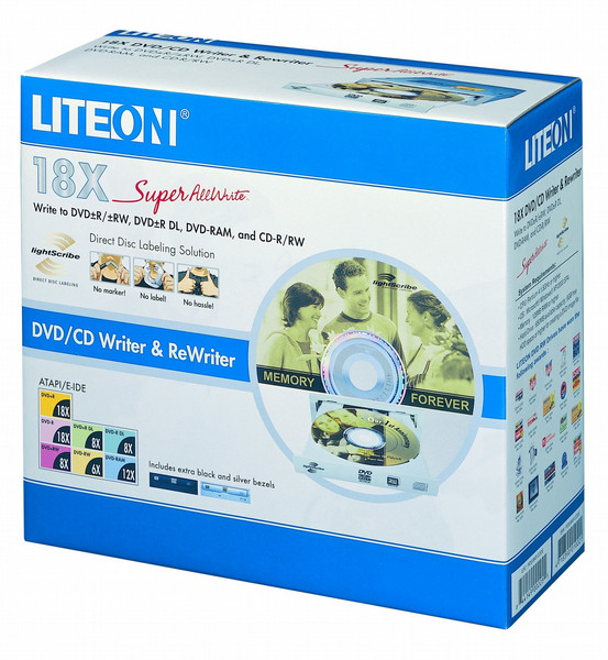 Lite-On 18x 8x 8x / 18x 8x 6x / 12x /16x + 48x 32x 48x E-IDE DVD-Dual Super AllWrite LS Retail Internal optical disc drive