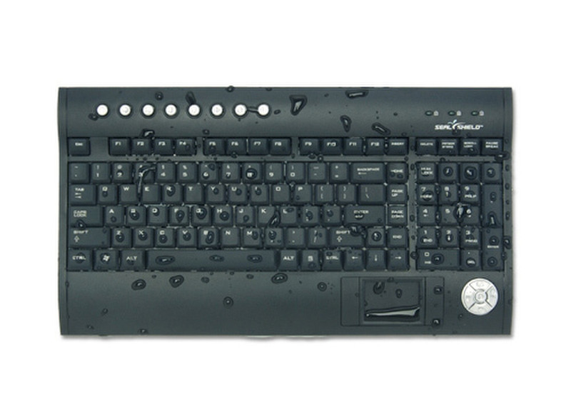 Seal Shield Silver Surf Touch Wireless Беспроводной RF QWERTY Английский Черный клавиатура