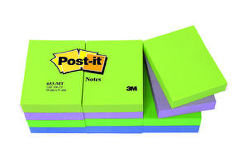 3M Post-it 38 x 50mm (12 x 100) Синий, Зеленый, Пурпурный 12шт самоклеящийся ярлык