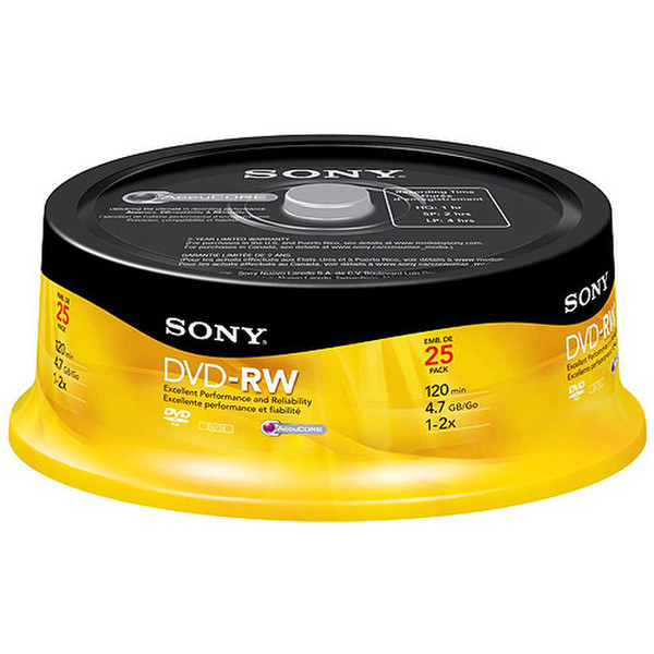 Sony 25DMW47RS2 4.7GB DVD-RW 25Stück(e) DVD-Rohling