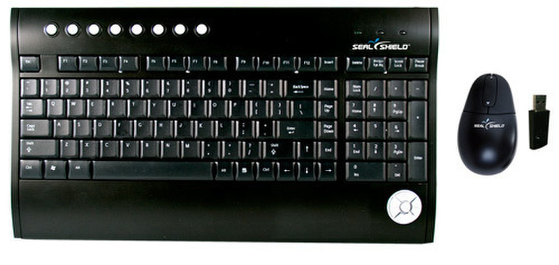 Seal Shield SILVER SURF Wireless + Mouse Combo Беспроводной RF QWERTY Английский Черный клавиатура