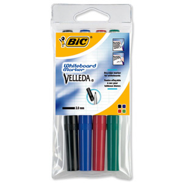 BIC Velleda Черный, Синий, Зеленый, Красный 4шт маркер