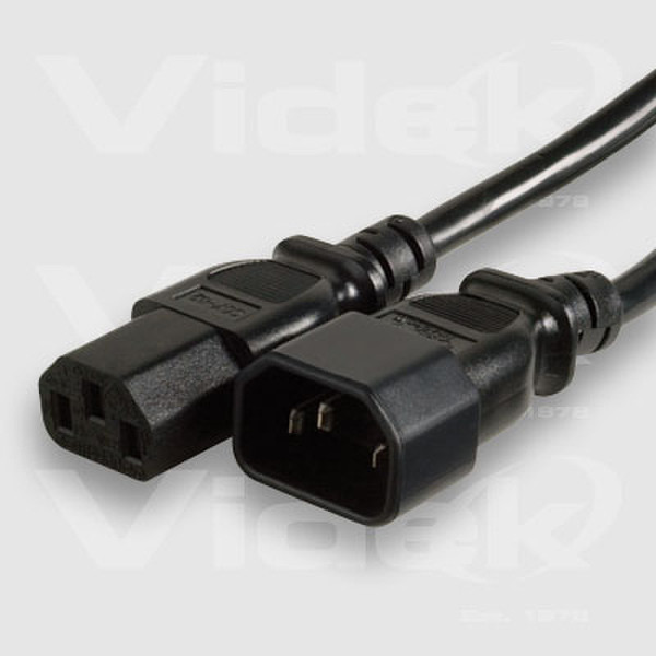 Videk IEC M to IEC F Mains Power Cable 3m 3m Schwarz Stromkabel