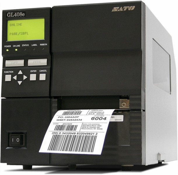 SATO GL408e Прямая термопечать / термоперенос 203dpi Черный устройство печати этикеток/СD-дисков