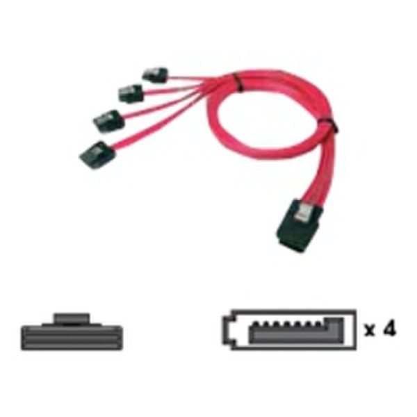 Chenbro Micom SAS - Serial ATA 0.6м Красный кабель SATA