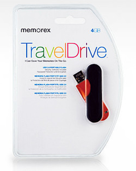 Memorex TravelDrive 4GB 4ГБ USB 2.0 Тип -A Черный, Красный USB флеш накопитель